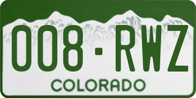 CO license plate 008RWZ