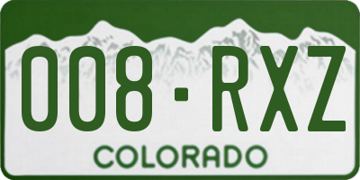 CO license plate 008RXZ