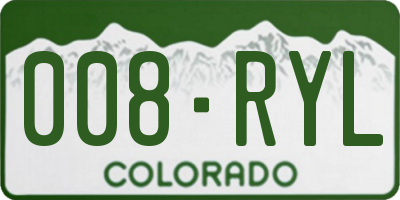 CO license plate 008RYL