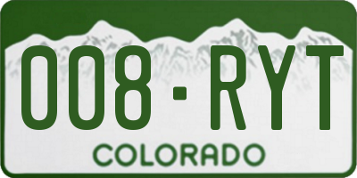 CO license plate 008RYT