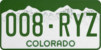 CO license plate 008RYZ