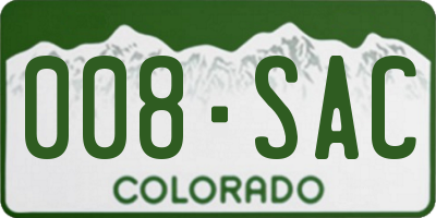 CO license plate 008SAC