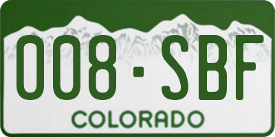 CO license plate 008SBF