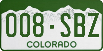 CO license plate 008SBZ