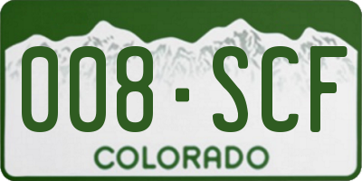CO license plate 008SCF