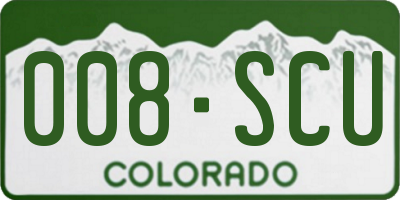 CO license plate 008SCU