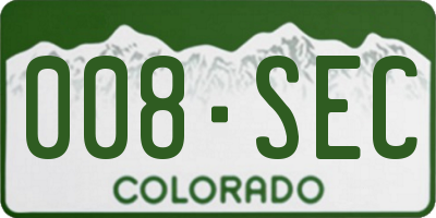 CO license plate 008SEC