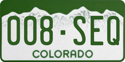 CO license plate 008SEQ
