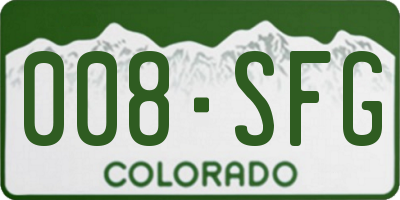 CO license plate 008SFG