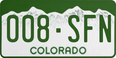 CO license plate 008SFN