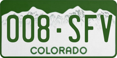 CO license plate 008SFV