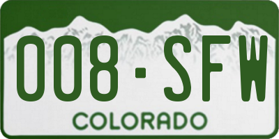 CO license plate 008SFW