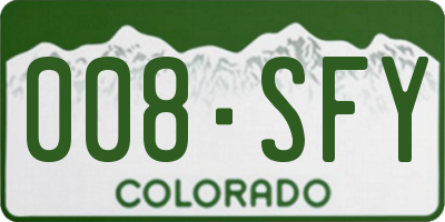 CO license plate 008SFY