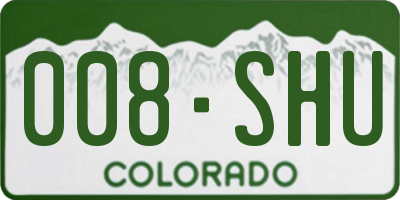CO license plate 008SHU