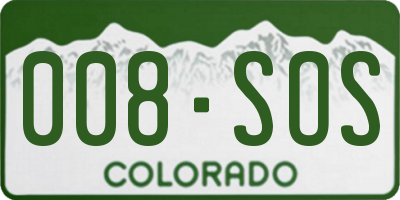 CO license plate 008SOS
