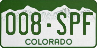 CO license plate 008SPF