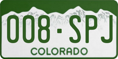 CO license plate 008SPJ