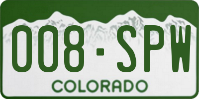 CO license plate 008SPW