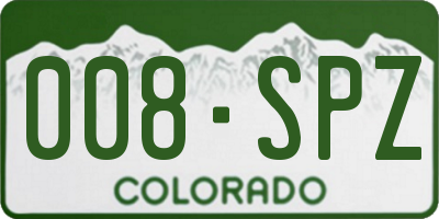 CO license plate 008SPZ