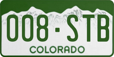 CO license plate 008STB
