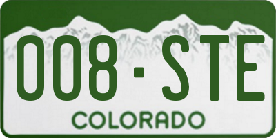 CO license plate 008STE