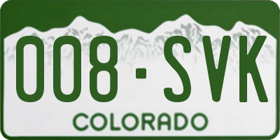 CO license plate 008SVK