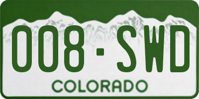 CO license plate 008SWD