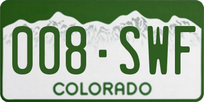 CO license plate 008SWF