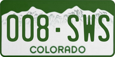 CO license plate 008SWS