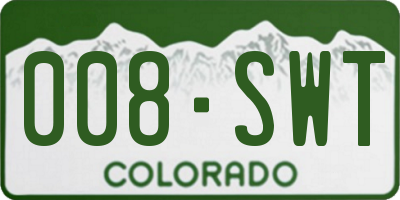 CO license plate 008SWT