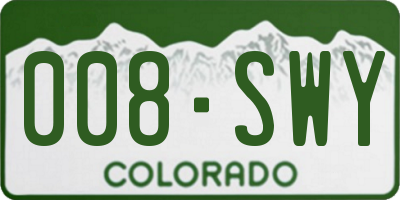 CO license plate 008SWY