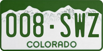 CO license plate 008SWZ