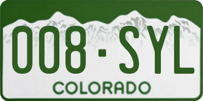 CO license plate 008SYL