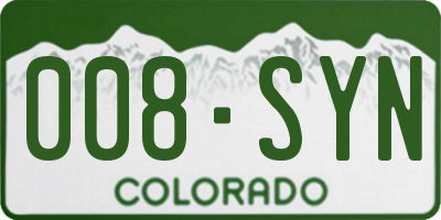 CO license plate 008SYN