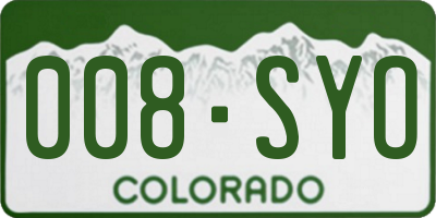 CO license plate 008SYO