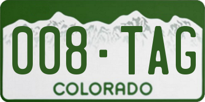 CO license plate 008TAG