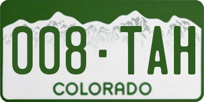 CO license plate 008TAH