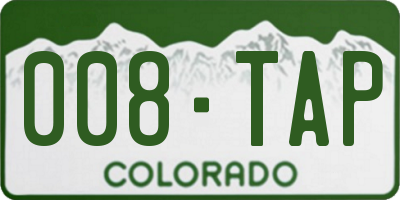 CO license plate 008TAP