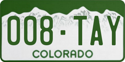 CO license plate 008TAY