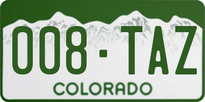 CO license plate 008TAZ