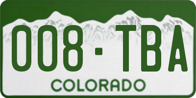 CO license plate 008TBA
