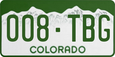 CO license plate 008TBG