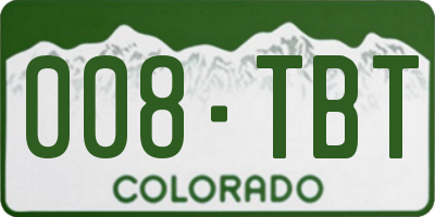 CO license plate 008TBT