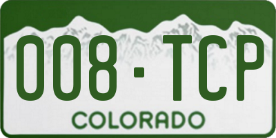 CO license plate 008TCP