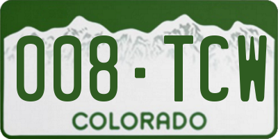 CO license plate 008TCW