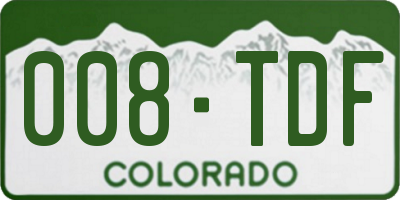 CO license plate 008TDF