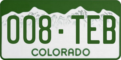 CO license plate 008TEB