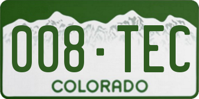 CO license plate 008TEC