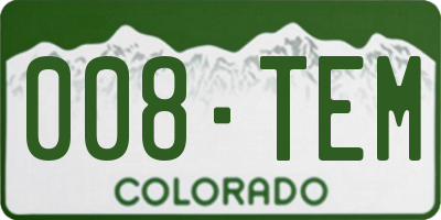 CO license plate 008TEM