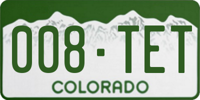 CO license plate 008TET
